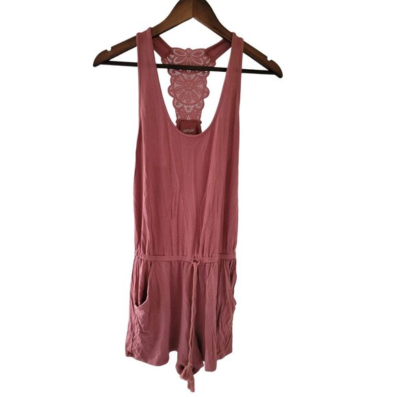 Aerie Mauve Drawstring Romper Size XS - Picture 2 of 5